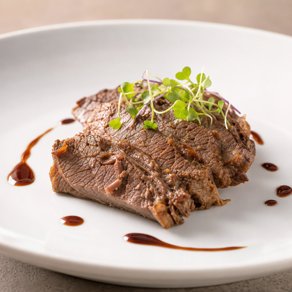 Choca carne cocida de