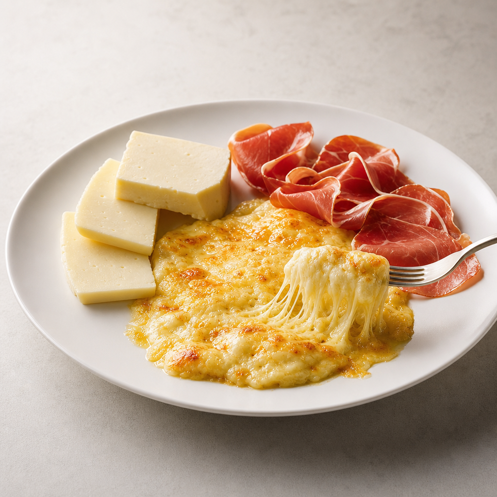 Queso fundido con jamón