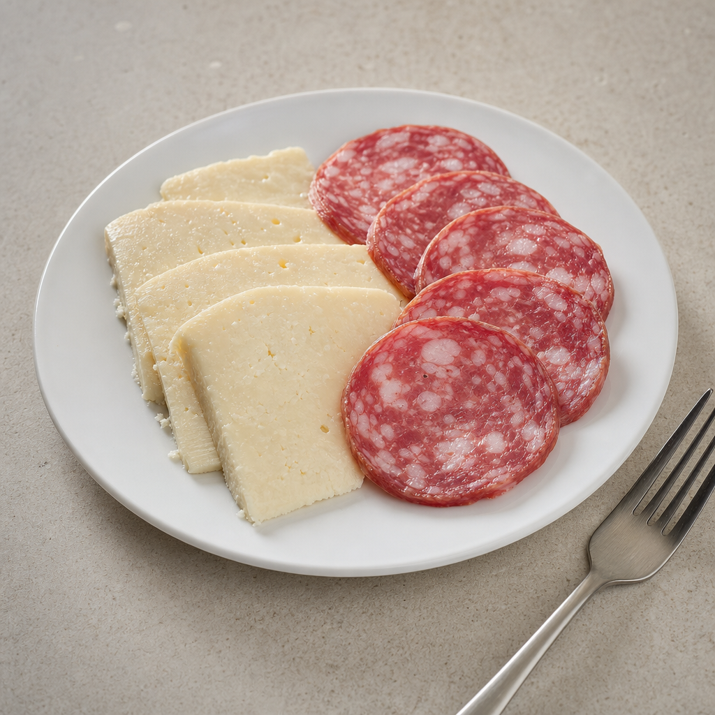 Queso fundido con salame