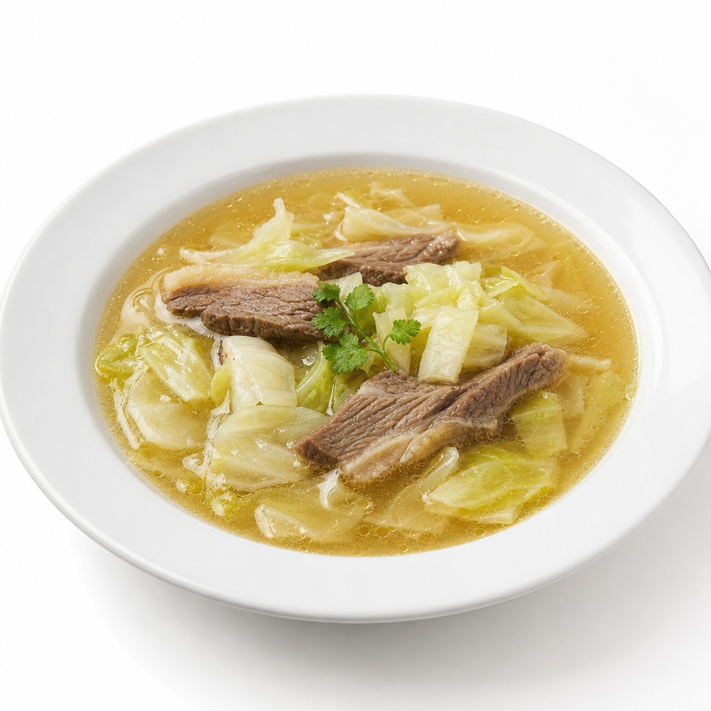 Caldo de repollo con pecho de res