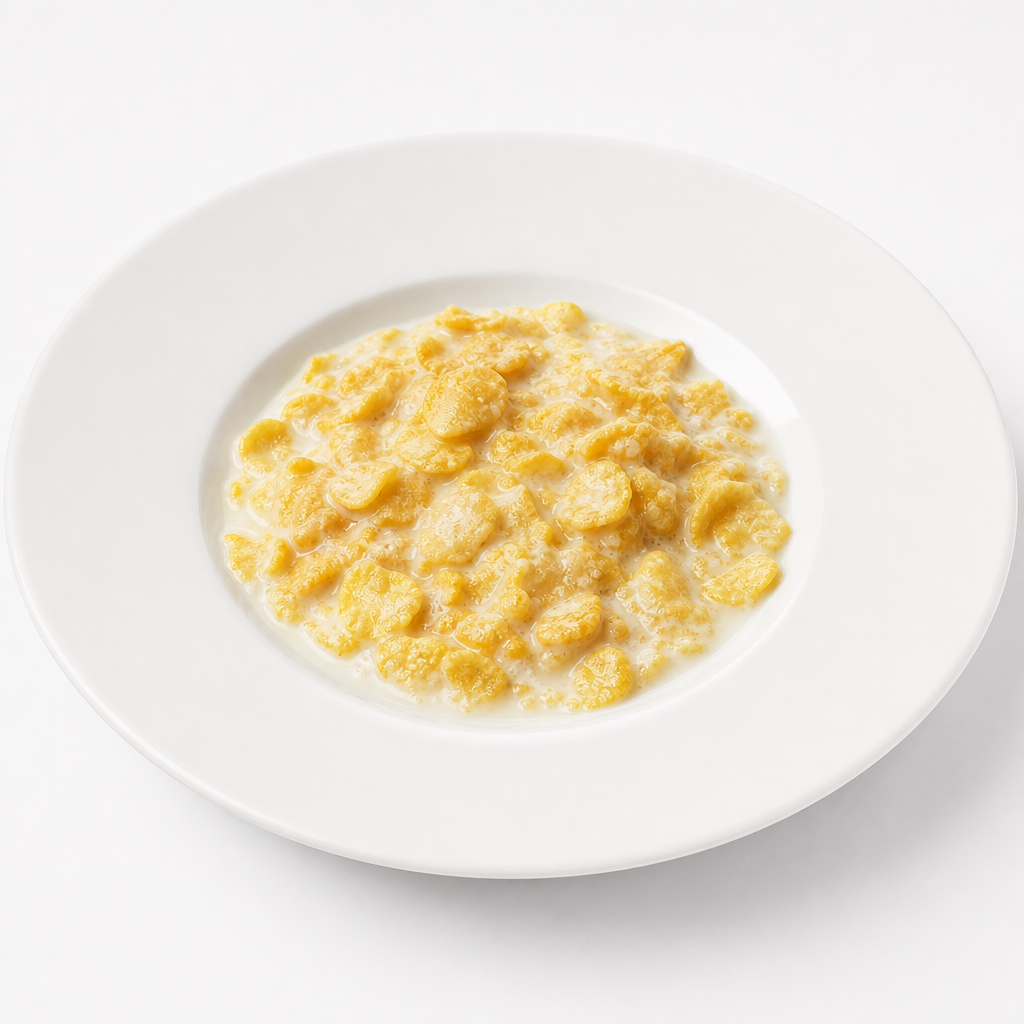 Mazamorra (hojuelas de maíz y leche)