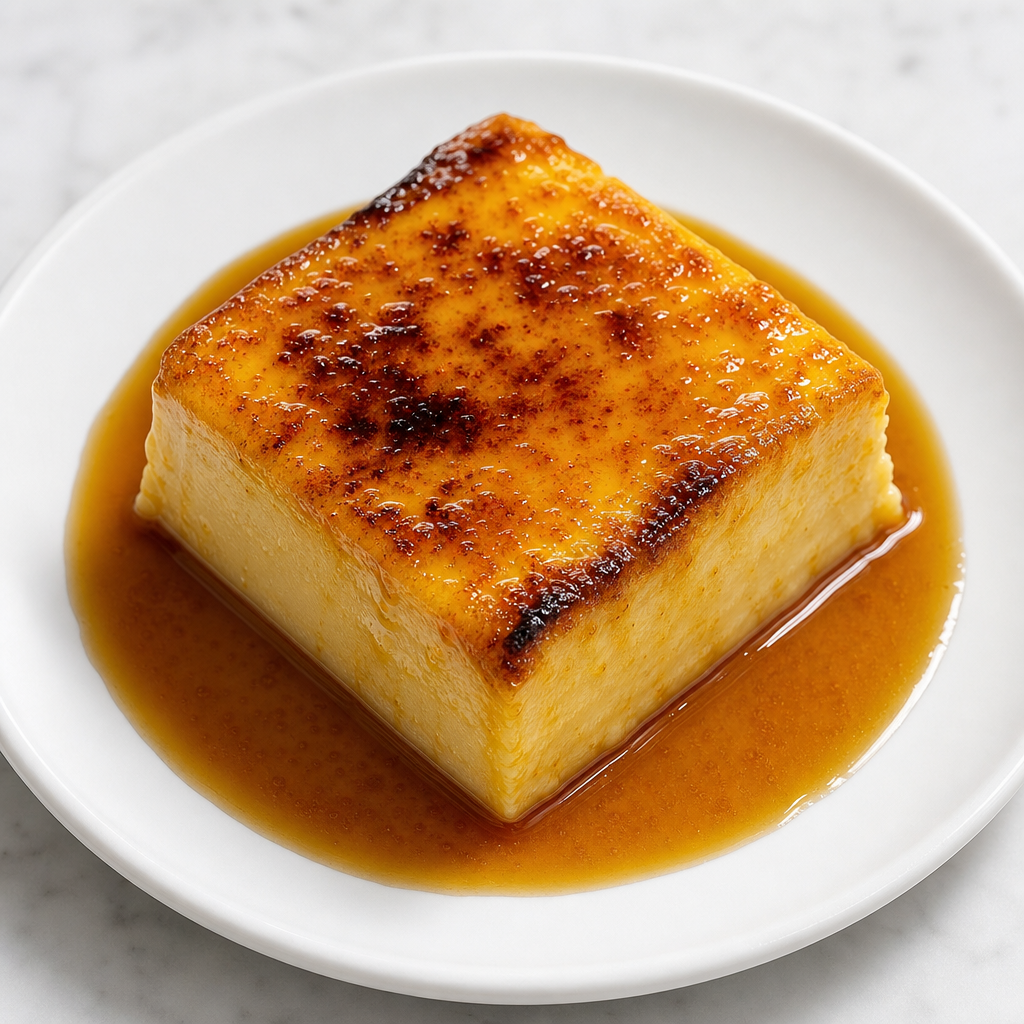 Leche asada con salsa de caramelo