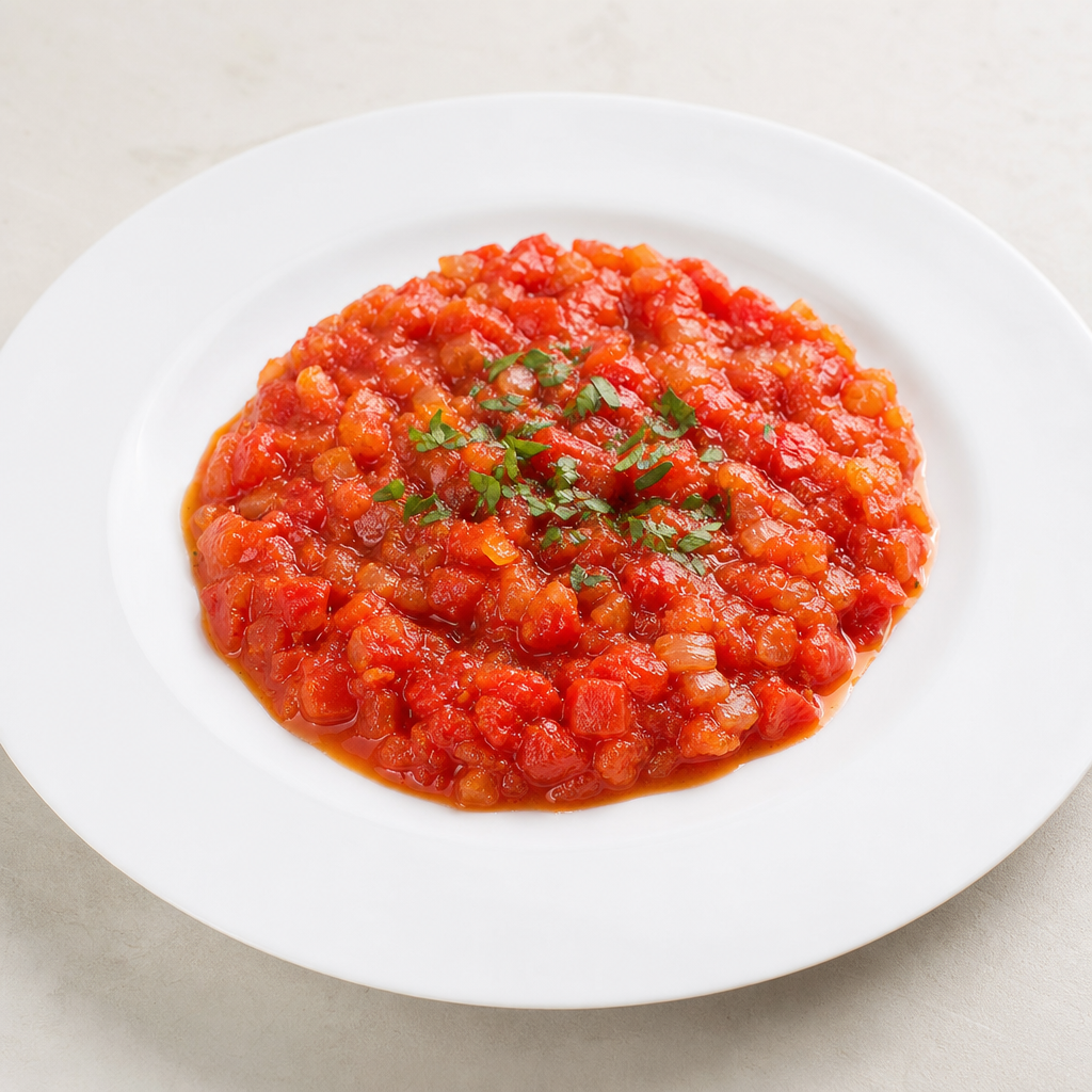Salsa de tomates con cebolla