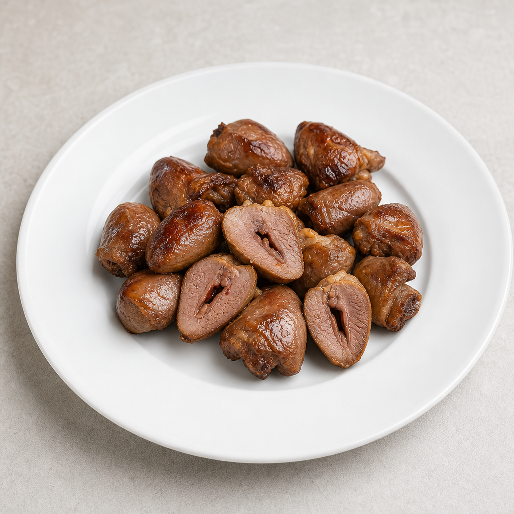 Corazón de pollo cocido