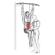 assisted hanging knee raise with throw down animación