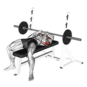 barbell close-grip bench press animación