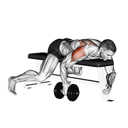 dumbbell lying one arm rear lateral raise animación