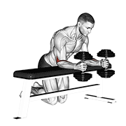 dumbbell over bench neutral wrist curl animación