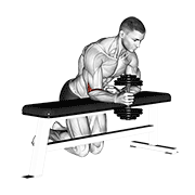 dumbbell over bench one arm neutral wrist curl animación