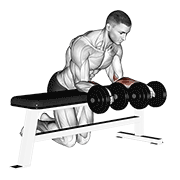 dumbbell over bench revers wrist curl animación