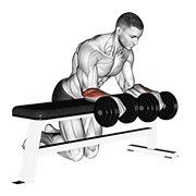 dumbbell over bench wrist curl animación