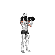 dumbbell standing alternate overhead press animación