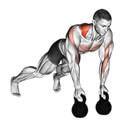 kettlebell alternating renegade row animación