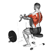 lever narrow grip seated row animación