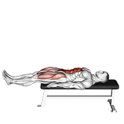 lying leg raise flat bench animación