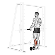 single leg calf raise (on a dumbbell) animación