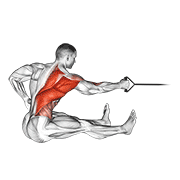 band one arm twisting seated row animación