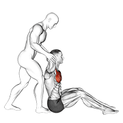 behind head chest stretch animación