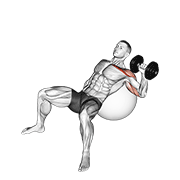 dumbbell incline one arm press on exercise ball animación