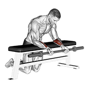 barbell palms up wrist curl over a bench animación