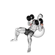 dumbbell incline hammer press on exercise ball animación