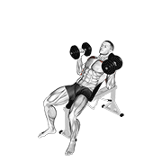 dumbbell palms in incline bench press animación