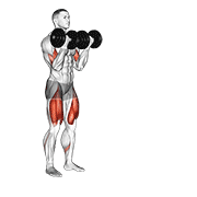 dumbbell bicep curl lunge with bowling motion animación