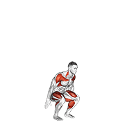 squat to overhead reach animación