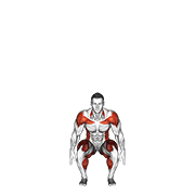 squat to overhead reach with twist animación
