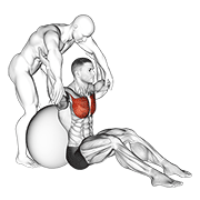 assisted seated pectoralis major stretch with stability ball animación