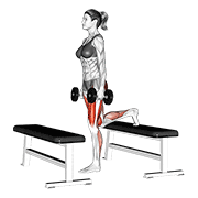dumbbell step-up lunge animación
