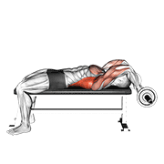 ez bar lying bent arms pullover animación