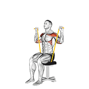 resistance band seated shoulder press animación