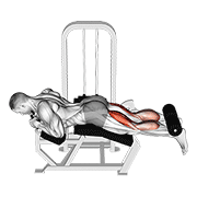 lever lying two-one leg curl animación