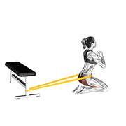 resistance band hip thrusts on knees (female) animación