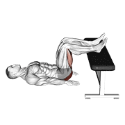 glute bridge two legs on bench (male) animación