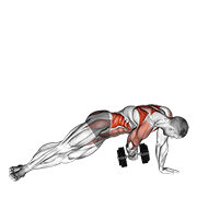 dumbbell side plank with rear fly animación