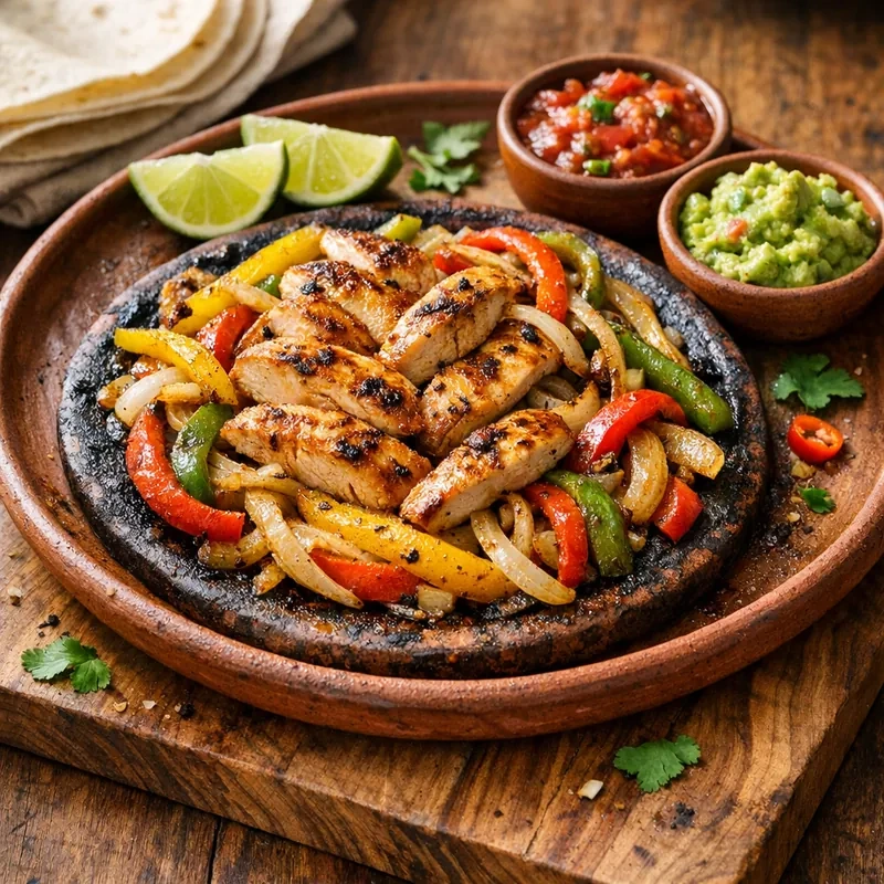 Fajitas de Pechuga de Pollo con Pimientos al Comal