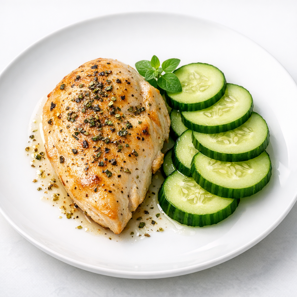 Pechuga de Pollo al Orégano con Pepino