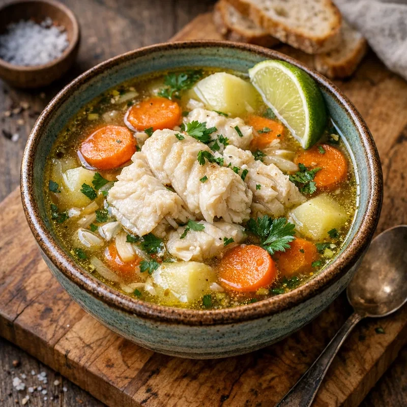 Caldo de Pescado Blanco Remojado con Zanahoria