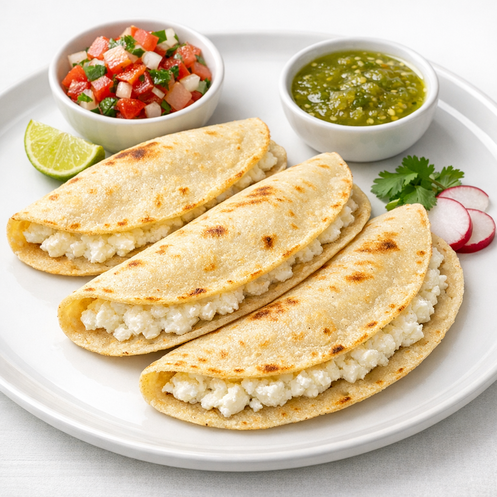 Quesadillas al Comal de Maíz sin Sal con Requesón