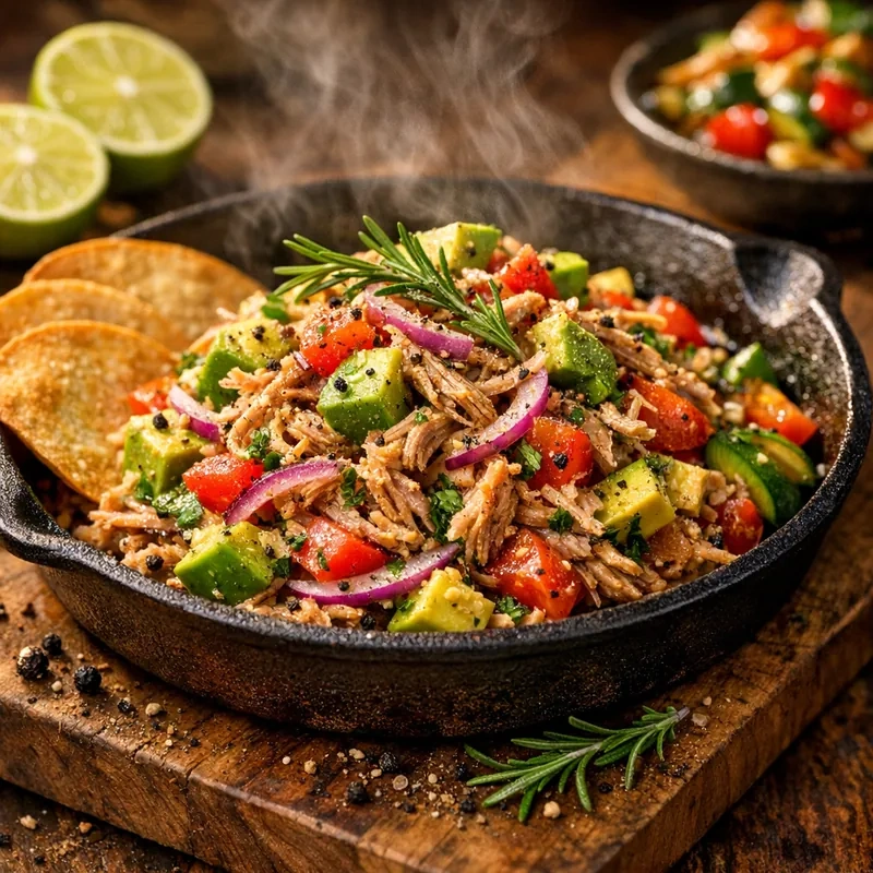 Salpicón de Cerdo Magro con Aguacate y Limón