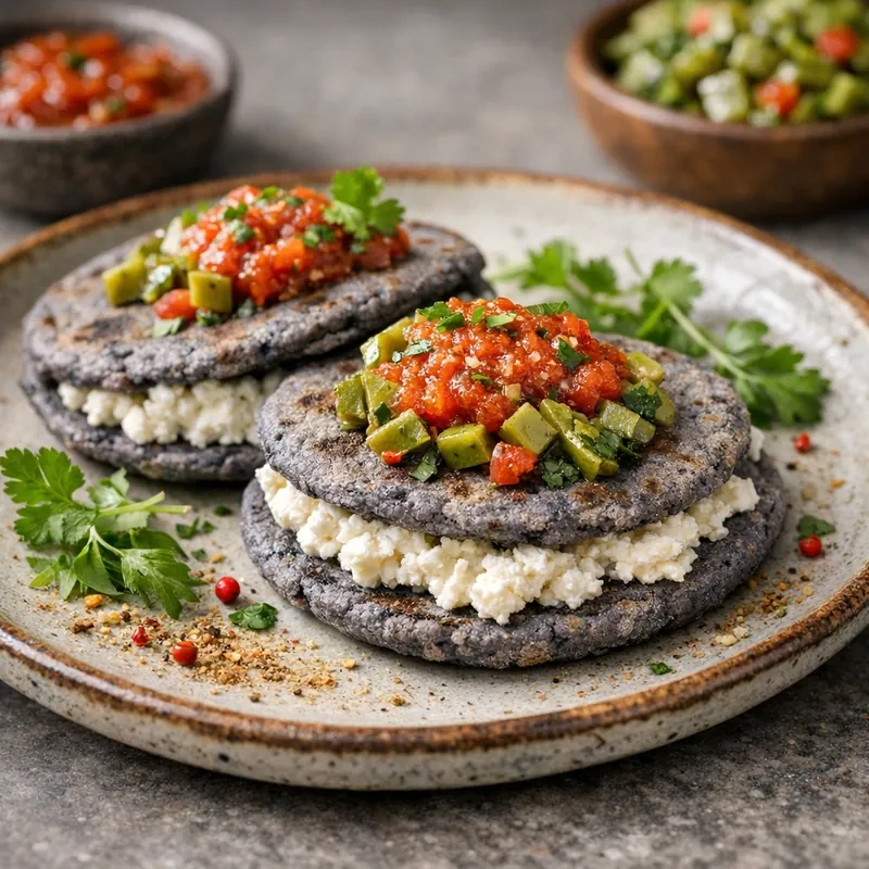Gorditas de Maíz Azul al Comal con Requesón