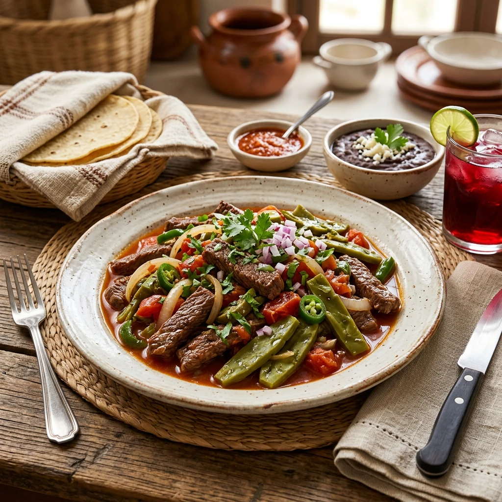 Bistec Magro de Res a la Mexicana con Nopales