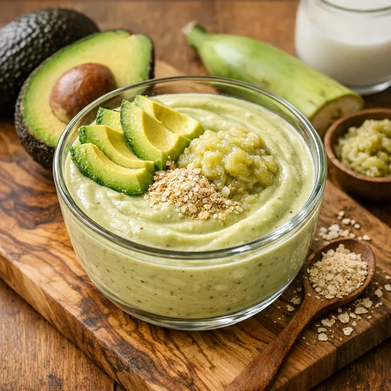 Licuado de Aguacate, Plátano Verde y Avena