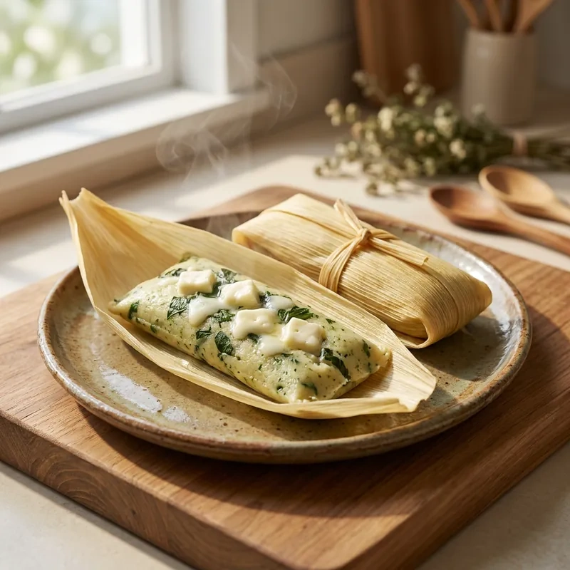 Tamal de Chepil con Queso Panela