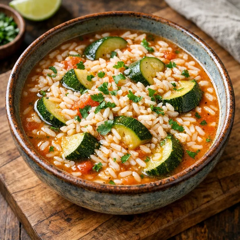 Sopa Seca de Arroz Blanco con Calabacita Remojada