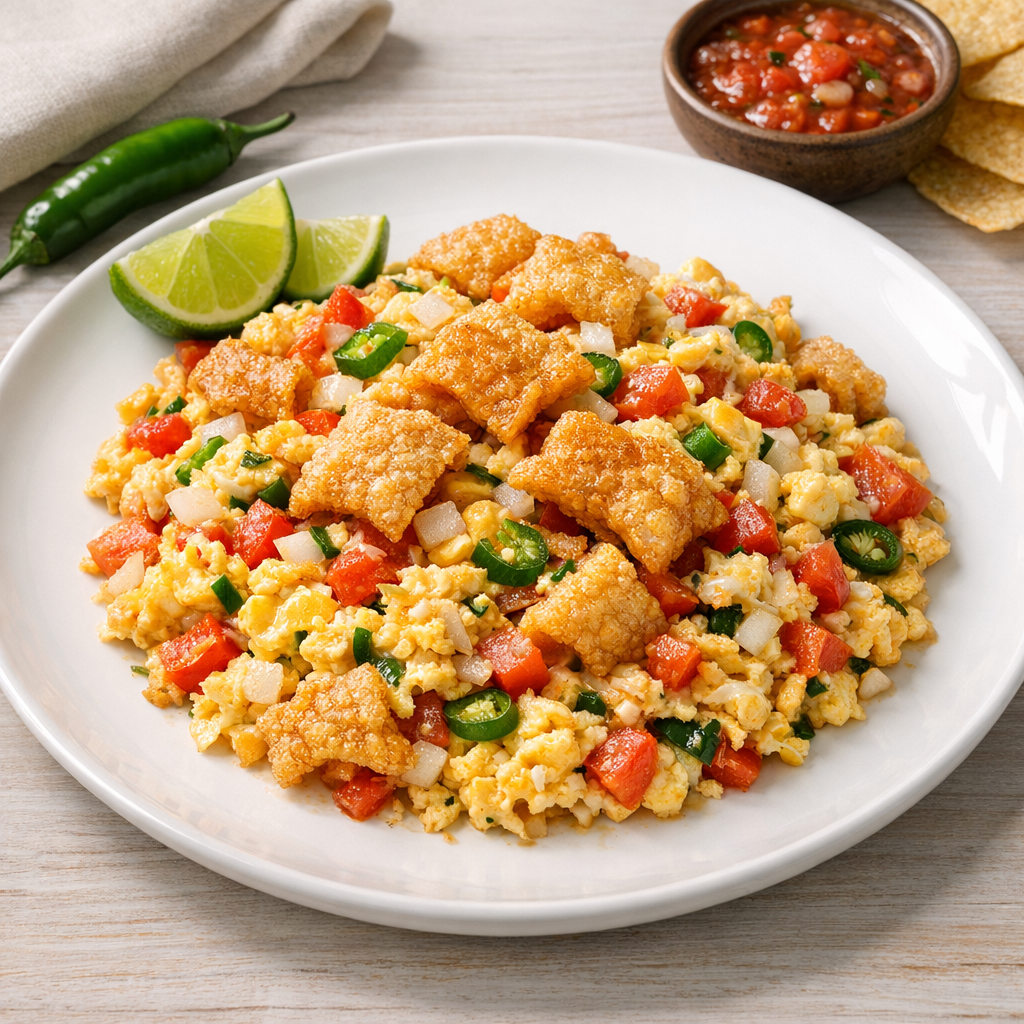 Huevos Revueltos a la Mexicana con Chicharrón