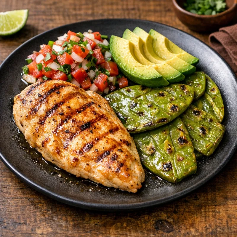 Pechuga de Pollo a la Plancha con Nopales