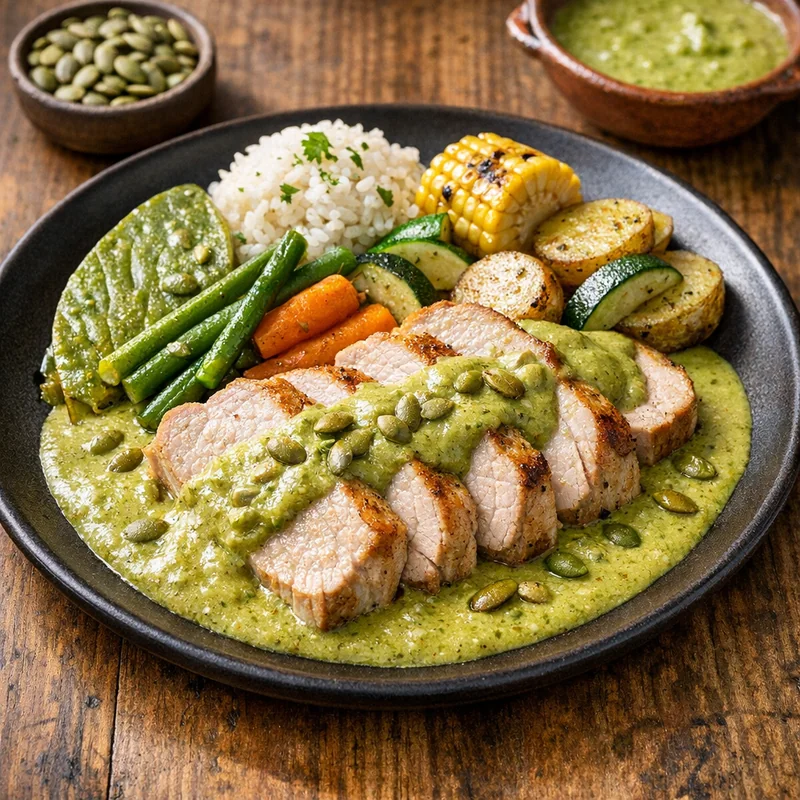 Lomo de Cerdo Magro al Pipian Verde de Pepita de Calabaza